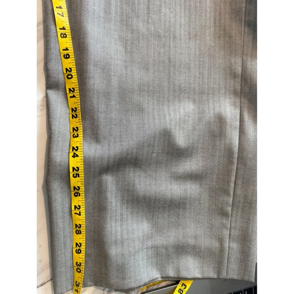 Michael Kors Womens Grey Herringbone Wool Wide Leg Trousers Made in Italy Size M